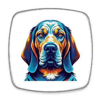 Bloodhound Chien Race Coloré Dessin animé Kawaii - Magnet carré - blanc - Devant