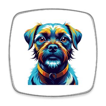 Border Terrier Hunderasse Bunte Karikatur Kawaii - Viereckiger Kühlschrankmagnet - Weiß - Vorne