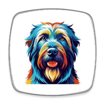 Briard Dog Breed Colorful Cartoon Kawaii - Square fridge magnet - white - Front