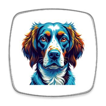 Bretagne, race de chien, dessin animé coloré, Kawaii - Magnet carré - blanc - Devant