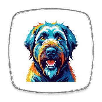 Bouvier des Flandres Race de chien Dessin animé Kawaii - Magnet carré - blanc - Devant