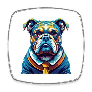 Bouledogue race coloré aquarelle dessin animé Kawaii - Magnet carré - blanc - Devant