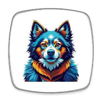 Chien Esquimau Canadien Race Coloré Dessin Animé Kawaii - Magnet carré - blanc - Devant