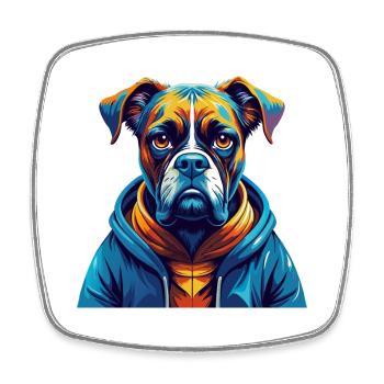 Boxer Hund Rasse Buntes Aquarell Karikatur Kawaii - Viereckiger Kühlschrankmagnet - Weiß - Vorne