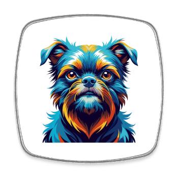 Griffon de Bruxelles Race de chien Dessin animé coloré Kawaii - Magnet carré - blanc - Devant
