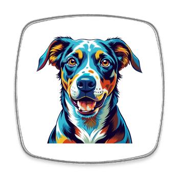 Catahoula Cur Dog Breed Colorful Cartoon Kawaii - Square fridge magnet - white - Front
