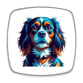 Cavalier Dog Breed Colorful Cartoon Kawaii - Square fridge magnet - white - Front