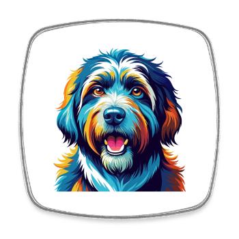 Chien de berger catalan race coloré dessin animé kawaii - Magnet carré - blanc - Devant