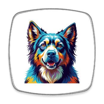 Caucasian Ovcharka Dog Breed Cartoon Kawaii - Square fridge magnet - white - Front