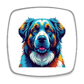 Central Asian Shepherd Dog Breed Cartoon Kawaii - Square fridge magnet - white - Front