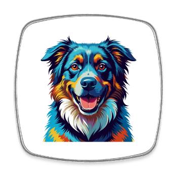 Caucasian Shepherd Dog Breed Cartoon Kawaii - Square fridge magnet - white - Front