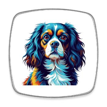 Cavalier King Charles Spaniel Chien Race Dessin animé - Magnet carré - blanc - Devant
