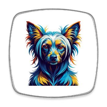 Chien à crête chinoise race dessin animé coloré Kawaii - Magnet carré - blanc - Devant