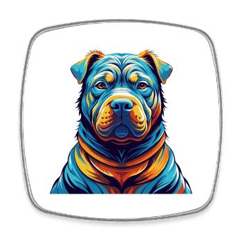 Chinesische Shar Pei Hunderasse Bunte Karikatur Kawaii - Viereckiger Kühlschrankmagnet - Weiß - Vorne