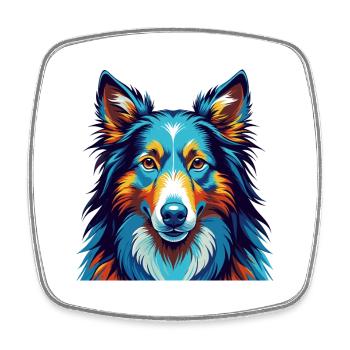 Collie Chien Race Coloré Dessin Animé Kawaii - Magnet carré - blanc - Devant