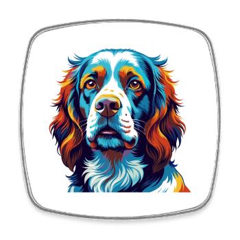 Clumber Spaniel Hunderasse Bunte Karikatur Kawaii - Viereckiger Kühlschrankmagnet - Weiß - Vorne