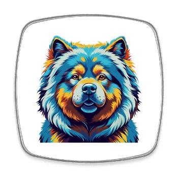 Chow Chow Hund Rasse Bunt Karikatur Kawaii - Viereckiger Kühlschrankmagnet - Weiß - Vorne