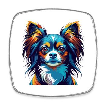 Continental Spielzeug Spaniel Hunderasse Cartoon Kawaii - Viereckiger Kühlschrankmagnet - Weiß - Vorne
