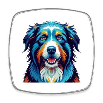 Cumberland Sheepdog Breed Colorful Cartoon Kawaii - Square fridge magnet - white - Front