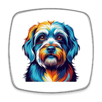 Dandie Dinmont Terrier Dog Breed Cartoon Kawaii - Square fridge magnet - white - Front
