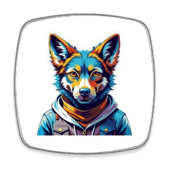 Dingo Dog Breed Colorful Watercolor Cartoon Kawaii - Square fridge magnet - white - Front