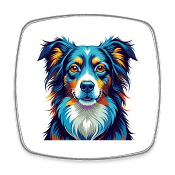Drentsche Patrijshond Dog Breed Cartoon Kawaii - Square fridge magnet - white - Front