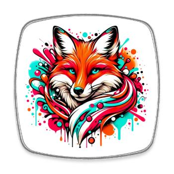 Renard - Magnet carré - blanc - Devant