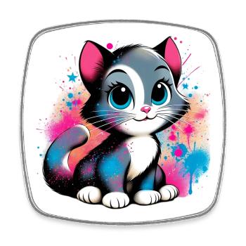 Chat - Magnet carré - blanc - Devant