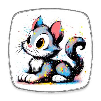 Cat - Square fridge magnet - white - Front
