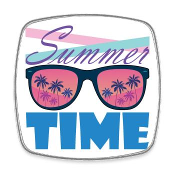 Sommerzeit Palmen-Sonnenbrille - Viereckiger Kühlschrankmagnet - Weiß - Vorne