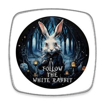 Lapin Alice au pays des merveilles SUIVEZ LE BLANC - Magnet carré - blanc - Devant