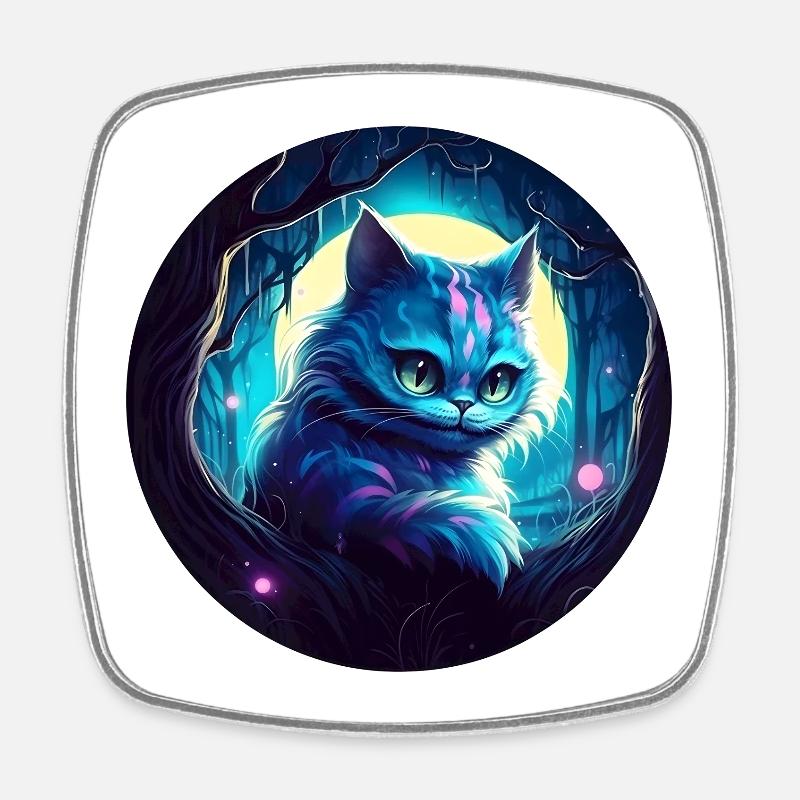 Chat du Cheshire Alice au pays des merveilles - Magnet carré - blanc