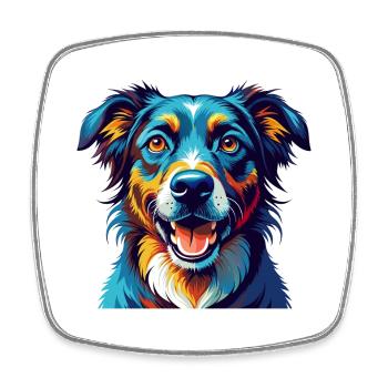 Chien de cur de montagne race coloré dessin animé Kawaii - Magnet carré - blanc - Devant