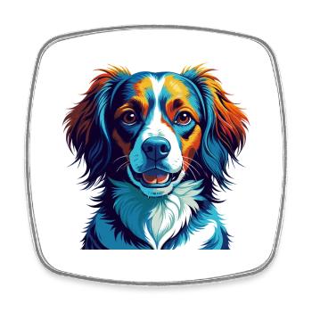 Nederlandse Kooikerhondje Race de chien Dessin animé Kawaii - Magnet carré - blanc - Devant