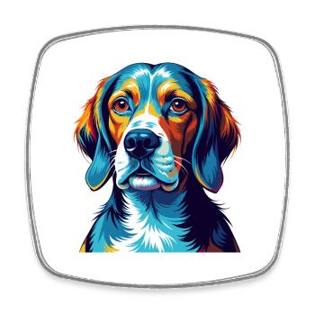 Foxhound anglais chien race coloré dessin animé Kawaii - Magnet carré - blanc - Devant