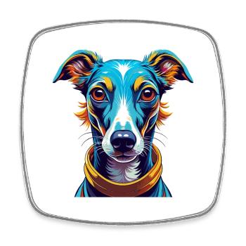 Englische Whippet Hunderasse Bunte Karikatur Kawaii - Viereckiger Kühlschrankmagnet - Weiß - Vorne