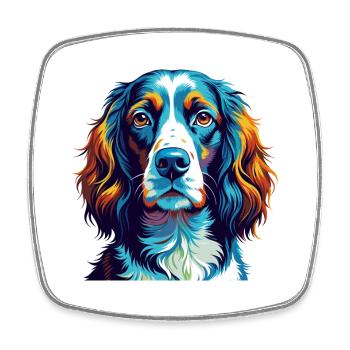 English Springer Spaniel Hunderasse Karikatur Kawaii - Viereckiger Kühlschrankmagnet - Weiß - Vorne