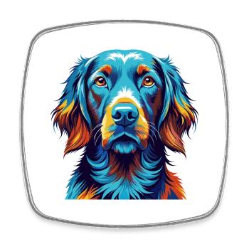 Retriever à poil plat race de chien dessin animé Kawaii - Magnet carré - blanc - Devant