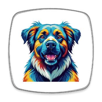 Estrela Mountain Dog Breed Colorful Cartoon Kawaii - Square fridge magnet - white - Front