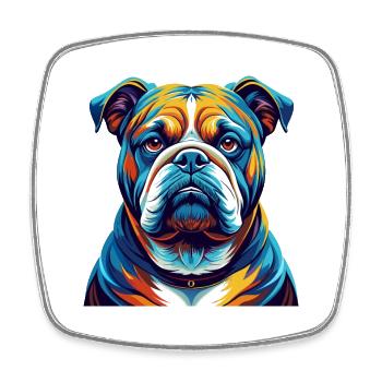Bouledogue anglais race coloré dessin animé Kawaii - Magnet carré - blanc - Devant