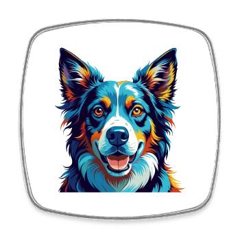 North American Shepherd Dog Breed Cartoon Kawaii - Square fridge magnet - white - Front