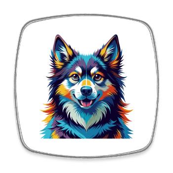 Finnish Lapphund Dog Breed Colorful Cartoon Kawaii - Square fridge magnet - white - Front
