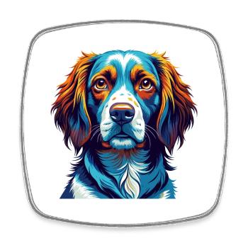 French Brittany Dog Breed Colorful Cartoon Kawaii - Square fridge magnet - white - Front