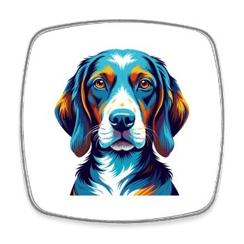 French Tricolor Hound Dog Breed Cartoon Kawaii - Square fridge magnet - white - Front