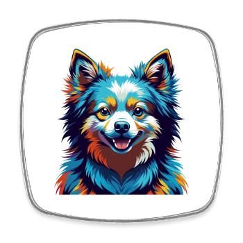 Japanische Spitz Hunderasse Bunte Karikatur Kawaii - Viereckiger Kühlschrankmagnet - Weiß - Vorne