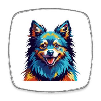 German Spitz Dog Breed Colorful Cartoon Kawaii - Square fridge magnet - white - Front