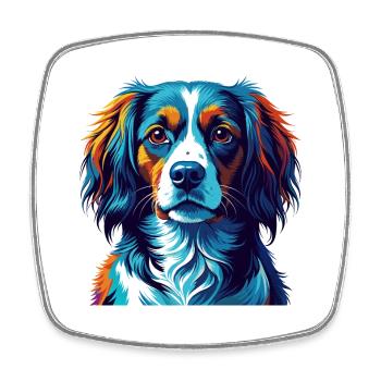 Kooikerhondje race de chien coloré dessin animé Kawaii - Magnet carré - blanc - Devant