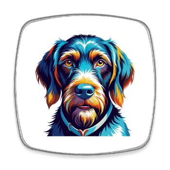 German Wirehaired Pointer Dog Breed Cartoon Kawaii - Square fridge magnet - white - Front
