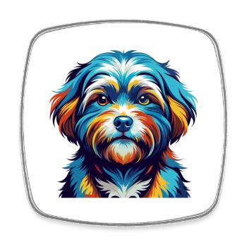 Maltese Shih Tzu Dog Breed Colorful Cartoon Kawaii - Square fridge magnet - white - Front