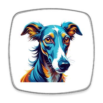 Galgo Espanol Race de chien coloré dessin animé Kawaii - Magnet carré - blanc - Devant